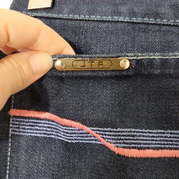 JTF Vintage Blue Dark Wash Denim 90s Jean Skirt Cotton Blend Pockets Belt Loops - Picture 3 of 13